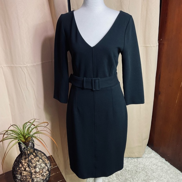 Boden Margie Ottoman Black Long Sleeve Belted Dress - Picture 3 of 13
